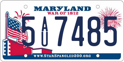 MD license plate 5AU7485