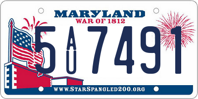 MD license plate 5AU7491