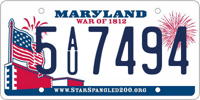MD license plate 5AU7494