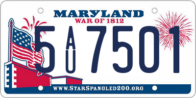 MD license plate 5AU7501