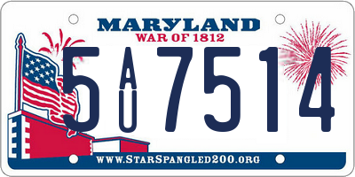 MD license plate 5AU7514