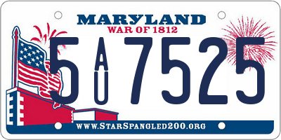MD license plate 5AU7525