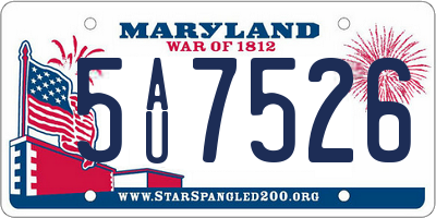 MD license plate 5AU7526
