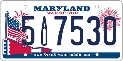 MD license plate 5AU7530