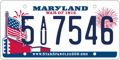 MD license plate 5AU7546
