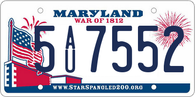 MD license plate 5AU7552