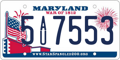 MD license plate 5AU7553