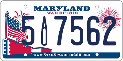 MD license plate 5AU7562