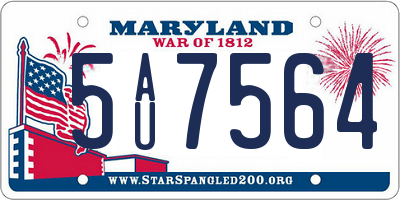 MD license plate 5AU7564