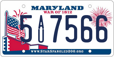 MD license plate 5AU7566