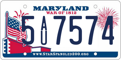 MD license plate 5AU7574