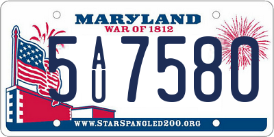 MD license plate 5AU7580