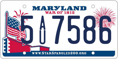 MD license plate 5AU7586