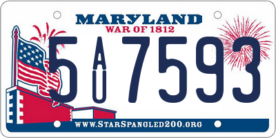 MD license plate 5AU7593