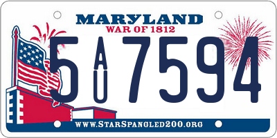MD license plate 5AU7594