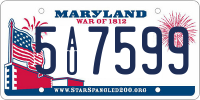 MD license plate 5AU7599