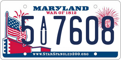 MD license plate 5AU7608