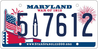 MD license plate 5AU7612