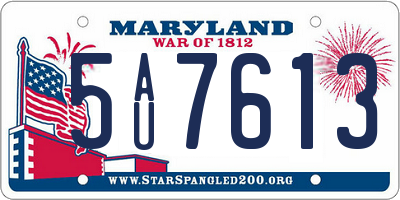 MD license plate 5AU7613