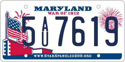 MD license plate 5AU7619