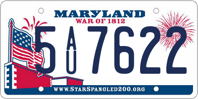 MD license plate 5AU7622