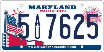 MD license plate 5AU7625
