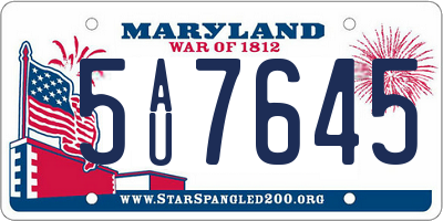 MD license plate 5AU7645
