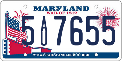 MD license plate 5AU7655