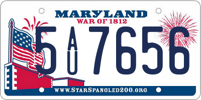 MD license plate 5AU7656