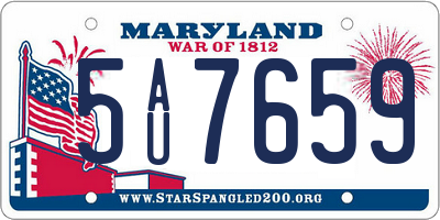 MD license plate 5AU7659