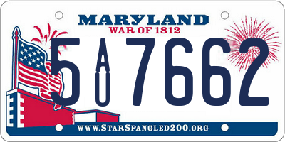 MD license plate 5AU7662
