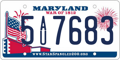 MD license plate 5AU7683