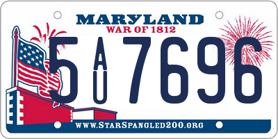 MD license plate 5AU7696