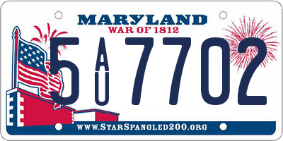 MD license plate 5AU7702