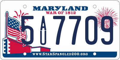 MD license plate 5AU7709