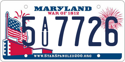 MD license plate 5AU7726