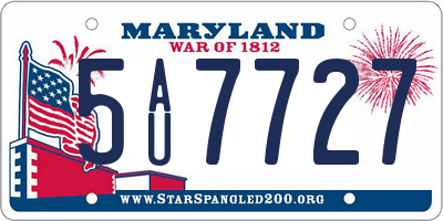 MD license plate 5AU7727