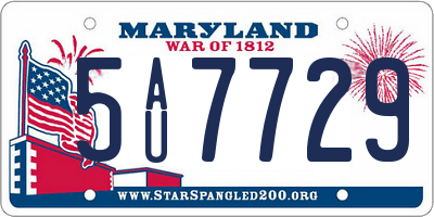 MD license plate 5AU7729