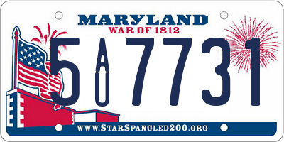 MD license plate 5AU7731