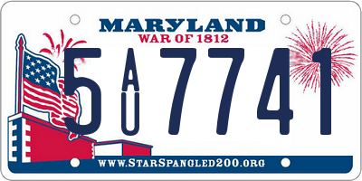 MD license plate 5AU7741