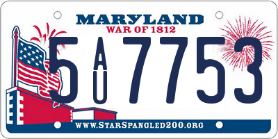 MD license plate 5AU7753