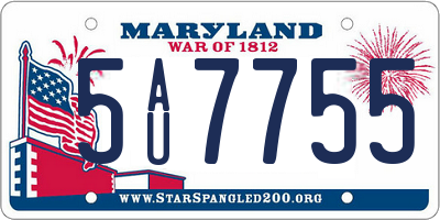 MD license plate 5AU7755