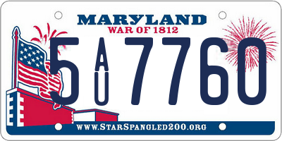 MD license plate 5AU7760