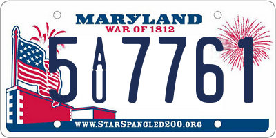 MD license plate 5AU7761