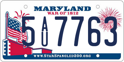 MD license plate 5AU7763