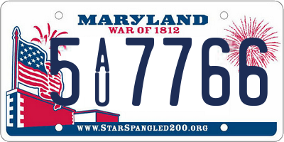 MD license plate 5AU7766