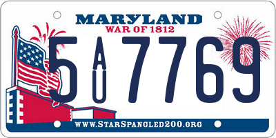 MD license plate 5AU7769