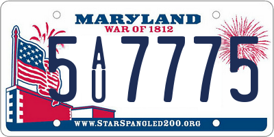 MD license plate 5AU7775