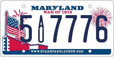 MD license plate 5AU7776