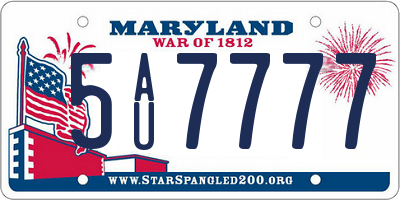MD license plate 5AU7777